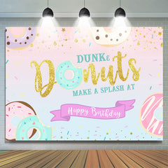Eintauchen Krapfen Funkeln Glücklich Geburtstag Hintergrund Für Mädchen