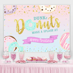 Eintauchen Krapfen Funkeln Glücklich Geburtstag Hintergrund Für Mädchen