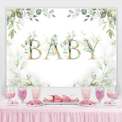 Elegant Licht Grün Anlage Und Gold babydusche Hintergrund