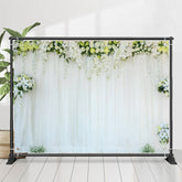 Elegant Weiß Vorhang Und Blumen Hochzeit Hintergrund