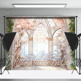 Elegant Fenster Rosa Blumen Hochzeit Foto Hintergrund