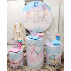 Elefant Und Ballon Baby Dusche Runden Hintergrund Bausatz