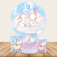 Elefant Und Ballon Baby Dusche Runden Hintergrund Bausatz