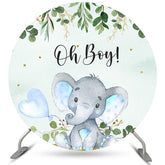 Elefant Und Ballon Oh Junge Kreis Baby Dusche Hintergrund