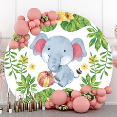 Elefant Blätter Glücklich Geburtstag Runden Hintergrund Für Party