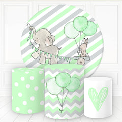 Elefant Kaninchen Grün Ballon Runden Geburtstag Hintergrund Bausatz