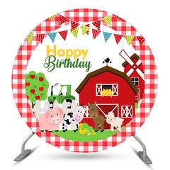 Bauernhaus Tiere Rot Gitter Runden Geburtstag Hintergrund