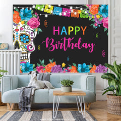 Fiesta Tag Von Tod Blumen Glücklich Geburtstag Hintergrund