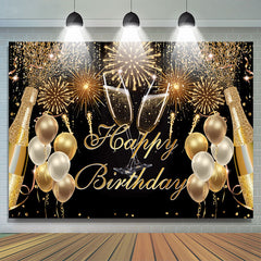 Fiesta Funkeln Golden Ballon Glücklich Geburtstag Hintergrund
