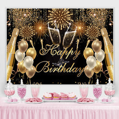 Fiesta Funkeln Golden Ballon Glücklich Geburtstag Hintergrund