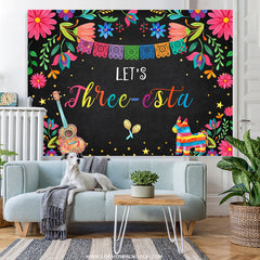 Fiesta Thema Es ist Drei Kinder Glücklich 3 Geburtstag Hintergrund
