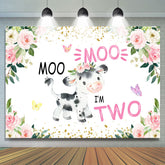 Blumen Und A Kuh Mit Schmetterling Glücklich 2 Geburtstag