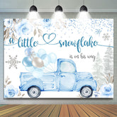 Blumen Und Blau LKW Mit Ballon Baby Dusche Hintergrund