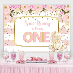 Blumen Und Hase Rosa 1 Geburtstag Hintergrund Für Mädchen