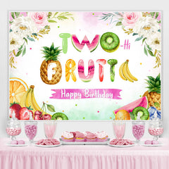 Blumen Und Frucht Glücklich 2 Geburtstag Hintergrund Für Mädchen