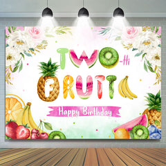 Blumen Und Frucht Glücklich 2 Geburtstag Hintergrund Für Mädchen