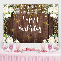 Blumen Und Funkeln Schmetterling Glücklich Geburtstag Hintergrund
