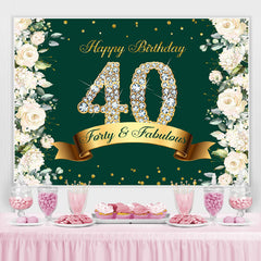 Blumen Und Funkeln Grün Glücklich 40 Geburtstag Hintergrund