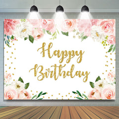 Blumen Und Funkeln Glücklich Geburtstag Hintergrund Für Mädchen