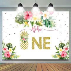 Blumen Und Funkeln Hawaii Glücklich 1 Geburtstag Hintergrund