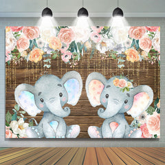 Blumen Und Funkeln Linien Elefant Baby Dusche Hintergrund