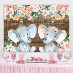 Blumen Und Funkeln Linien Elefant Baby Dusche Hintergrund
