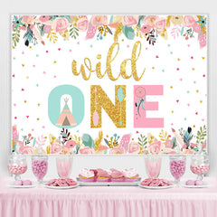 Blumen Und Funkeln Wild Eins Glücklich Geburtstag Hintergrund