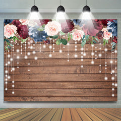 Blumen Und Licht Hölzern Baby Dusche Hintergrund Für Mädchen