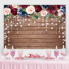 Blumen Und Licht Hölzern Baby Dusche Hintergrund Für Mädchen