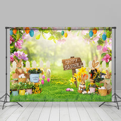 Blumen Hase Garten Glücklich Ostern Tag Hintergrund