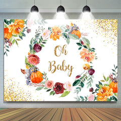Blumen Kreis Mit Golden Punkte Babydusche Hintergrund