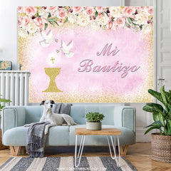 Blumen Taube Mi Taufe Taufe Für Baby Mädchen Hintergrund