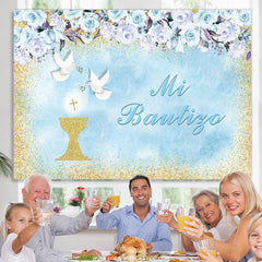 Blumen Tauben Mi Taufe Taufe Hintergrund Für Zwillinge