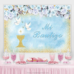 Blumen Tauben Mi Taufe Taufe Hintergrund Für Zwillinge