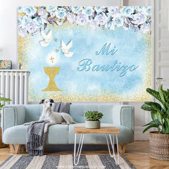 Blumen Tauben Mi Taufe Taufe Hintergrund Für Zwillinge