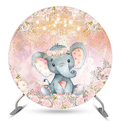 Blumen Elefant Mädchen Babydusche Runden Hintergrund