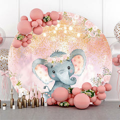 Blumen Elefant Mädchen Babydusche Runden Hintergrund