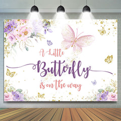 Blumen Funkeln Schmetterling Mädchen Babydusche Hintergrund