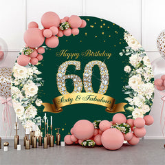 Blumen Funkeln Grün Runden Glücklich 60 Geburtstag Hintergrund