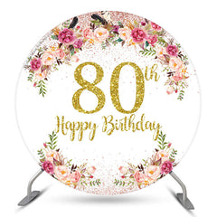 Blumen Funkeln Glücklich 80 Geburtstag Runden Hintergrund