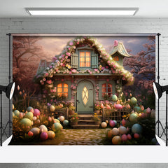 Blumen Haus Bunt Eier Karikatur Ostern Hintergrund