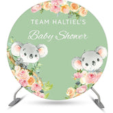 Blumen Koala Baby Name Geschlecht Aufdecken Runden Hintergrund