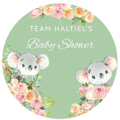 Blumen Koala Baby Name Geschlecht Aufdecken Runden Hintergrund