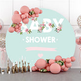 Blumen Licht Cyan Thema Babydusche Runden Hintergrund