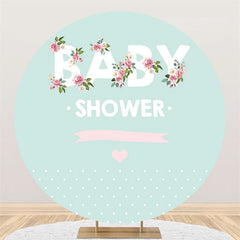 Blumen Licht Cyan Thema Babydusche Runden Hintergrund