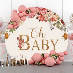 Blumen Oh Babydusche Party Runden Hintergrund Abdeckung