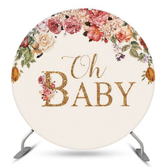 Blumen Oh Babydusche Party Runden Hintergrund Abdeckung