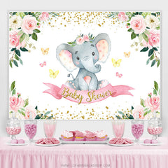 Blumen Frühling Elefant Thema Babydusche Hintergrund