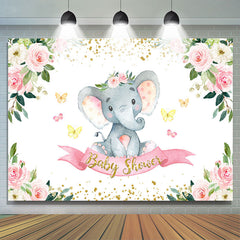 Blumen Frühling Elefant Thema Babydusche Hintergrund