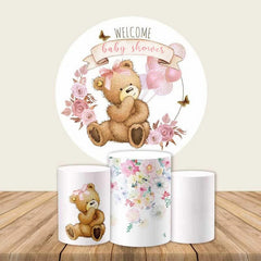 Blumen Teddy Tragen Luftballons Baby Dusche Hintergrund Bausatz